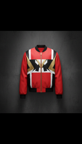 Signal Red graphic bomber jacket
