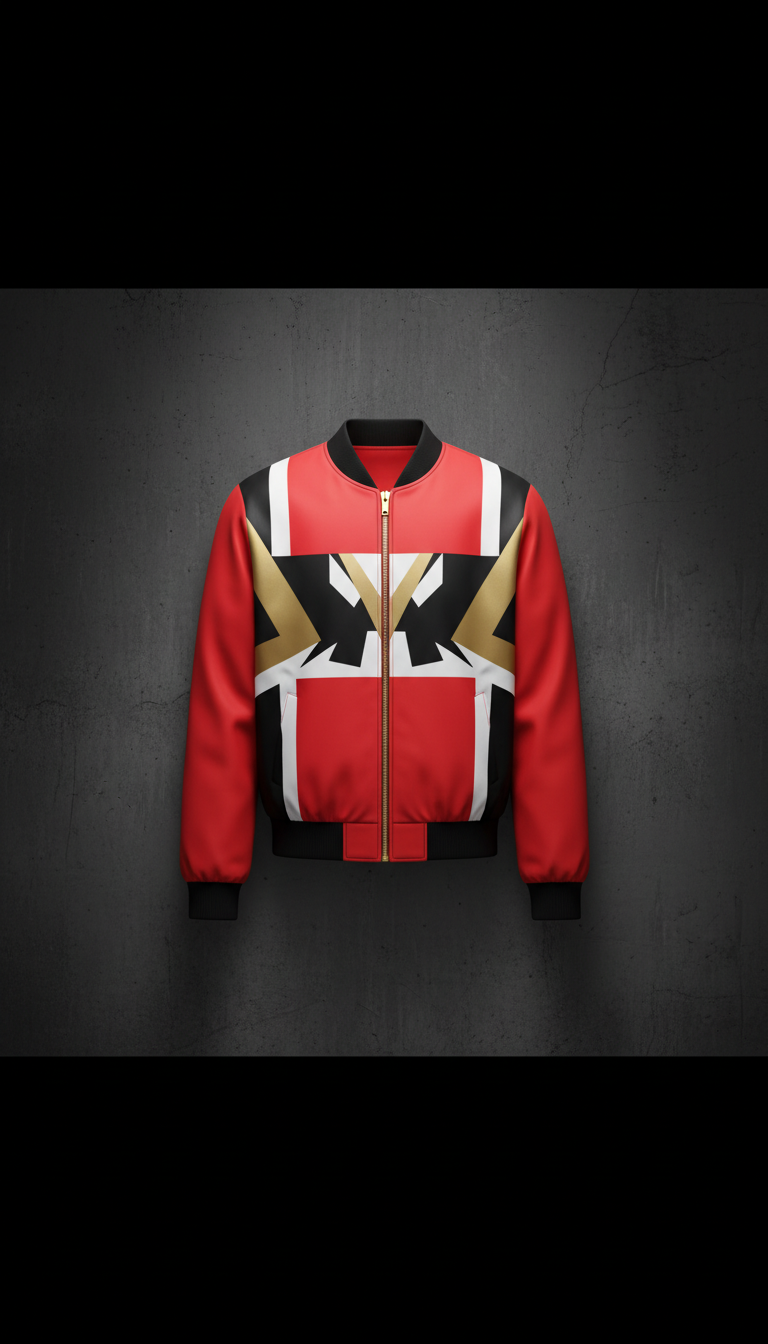 Signal Red graphic bomber jacket