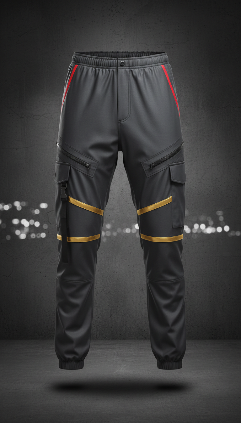 Gold Flash accent technical cargo pants